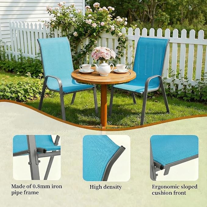 MAMIZO Patio Dining Chairs, Stackable All Weather Teslin Chair, Heavy Duty - Image 5