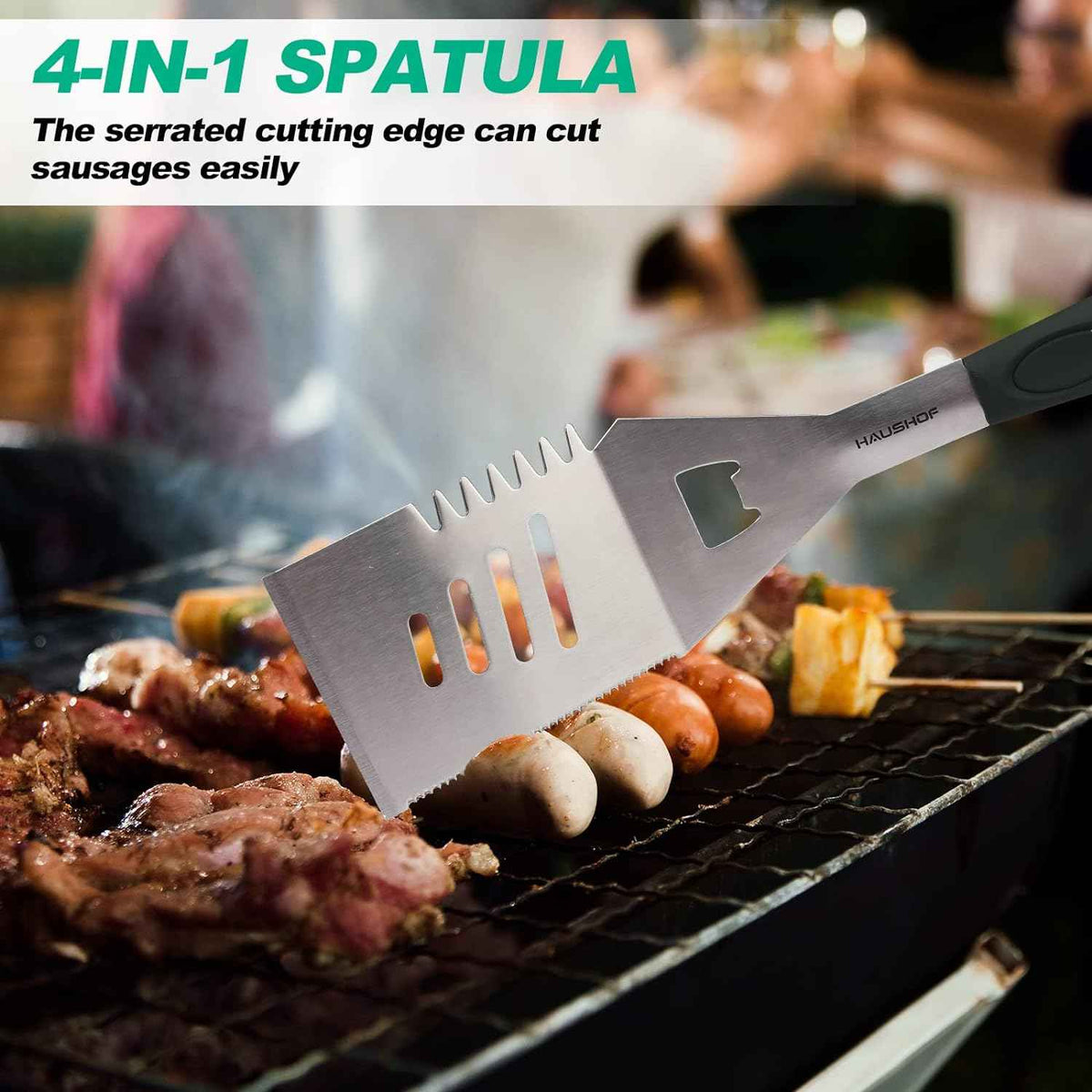 HAUSHOF Large Grill Accessories Heavy Duty BBQ Set Gifts for Men/Women - Premium Stainless Steel Spatula, Fork & Tongs, Barbecue Utensils Tool Kit Gift for Grilling Lover Outdoor