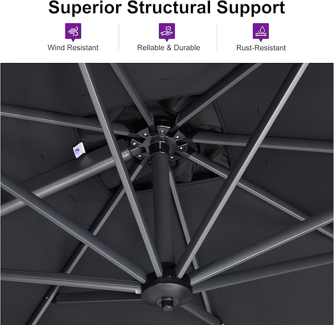 PURPLE LEAF 8'×8' Patio Cantilever Umbrella - Image 4
