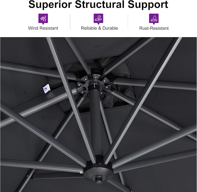 PURPLE LEAF 8 Feet Square Cantilever Umbrella Patio Umbrella - Image 7