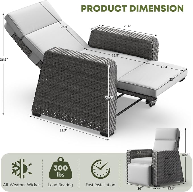 WACASA 3-Pieces Outdoor Recliners - Image 2