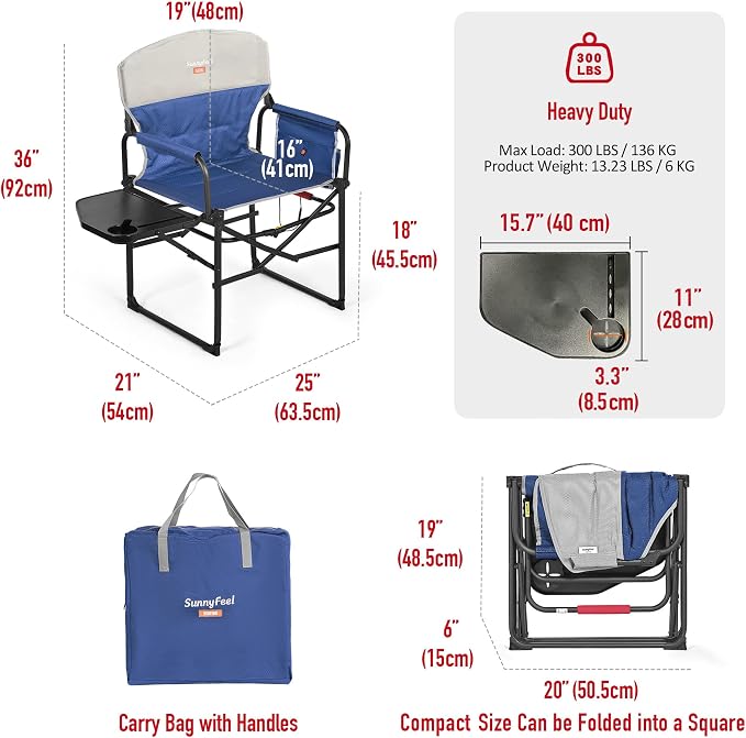 SUNNYFEEL Heated Camping Directors Chair, Heavy Duty, Oversized Outdoor - Image 2