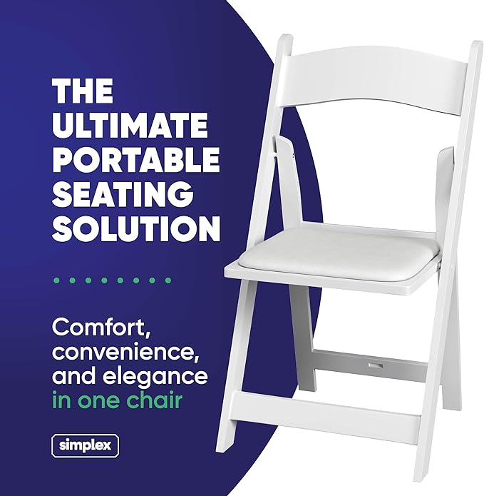 SIMPLEX 500 White Folding Chairs – Resin Stackable Foldable Chairs - Image 3