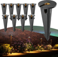 Landscape Lighting Stakes, 1/2 NPT Landscape Light Stakes 10pcs | Brass Thread, Slotted Insert, 9.5" Long Spike, Ground Stake Replacement for Outdoor Low Votlage Pathlight Walkway Spot Light