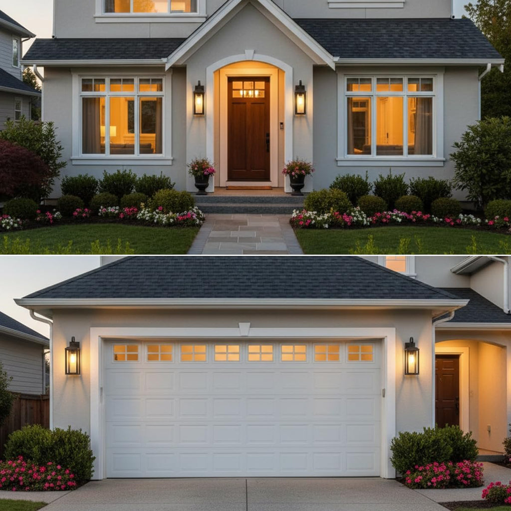 17" Large Outdoor Wall Light Fixtures 2-Pack, Matte Black | Anti-Rust Waterproof, Tempered Glass, Modern Farmhouse, Porch Lights Outdoor Sconces Exterior Lighting for Garage House