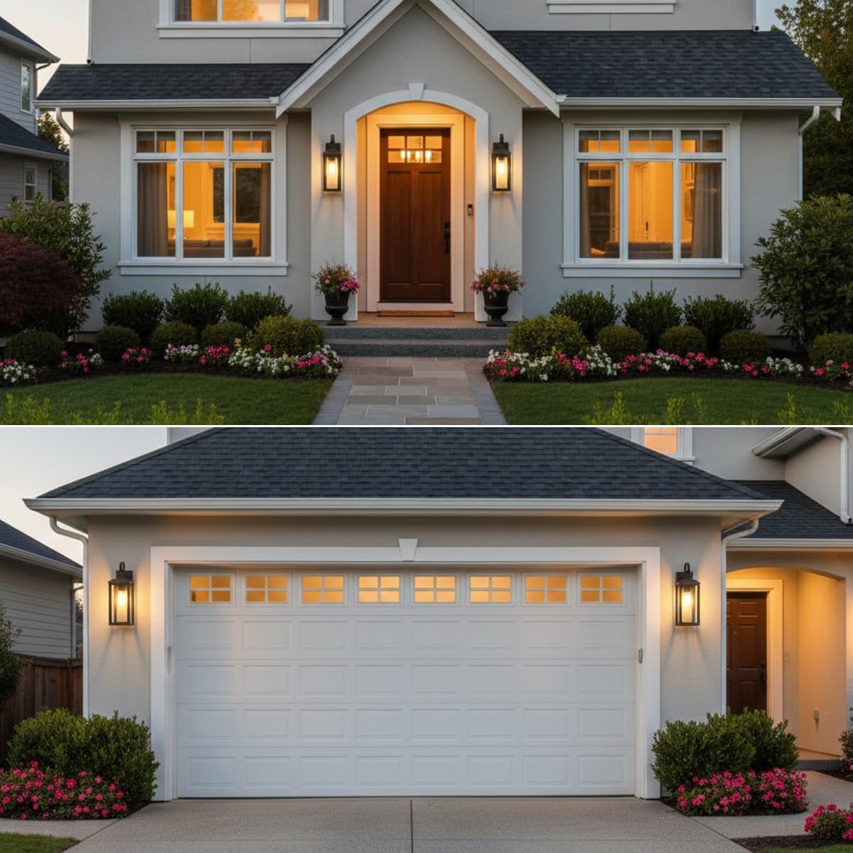 17" Large Outdoor Wall Light Fixtures 2-Pack, Matte Black | Anti-Rust Waterproof, Tempered Glass, Modern Farmhouse, Porch Lights Outdoor Sconces Exterior Lighting for Garage House