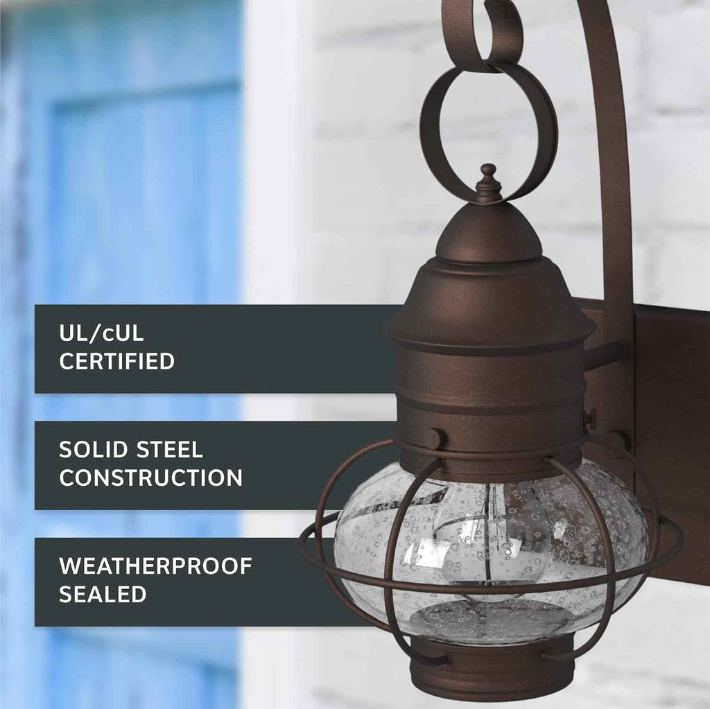 Designers Fountain Nantucket Outdoor Light Fixture, 14.25 Inch Exterior Wall Lantern Sconce for Front Door, Patio and Porch, Rustic, 1751-RT