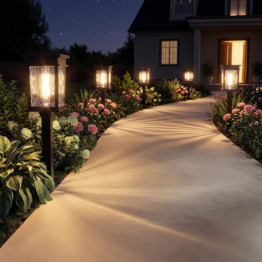 XMCOSY+ Solar Pathway Lights, 4 Pack 2-in-1 Landscape Lighting for Garden | Warm & Cool White Yard Light, 25/50 LM, Auto On/Off Decor Solar Powered Outdoor Lights for Lawn Walkway Driveway Lights