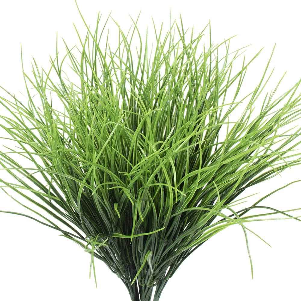 DVGUN Artificial 4 Count Pack of 4 - Artificial Plastic Outdoor UV Resistant Faux Garden Resistant Wheat Grass Greenery for House Plants Bushes Shrubs Indoor Decor