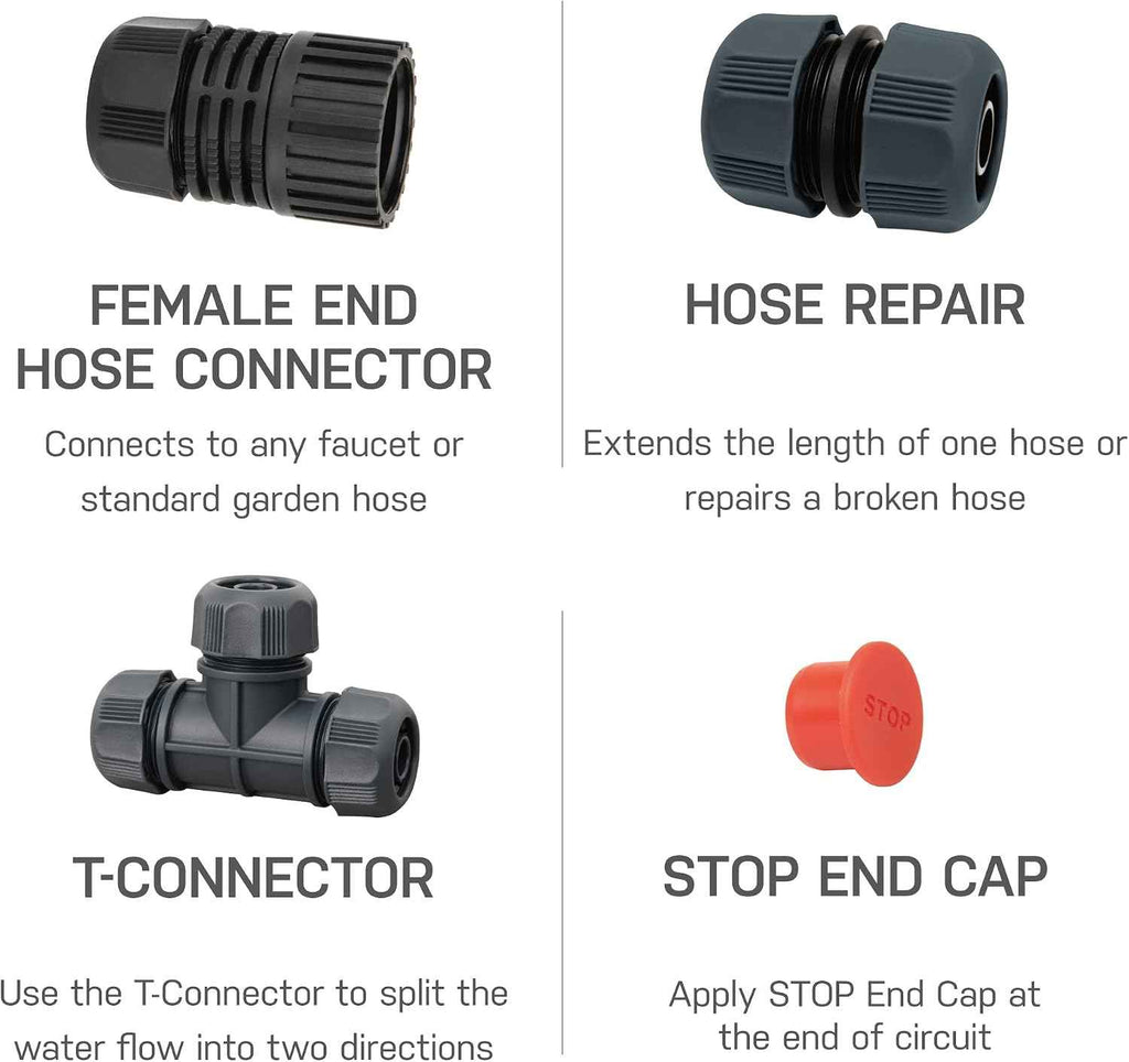 Eden DIY Garden Hose and Faucet Connector - 10-Piece Set (Model#99910), Red, Black