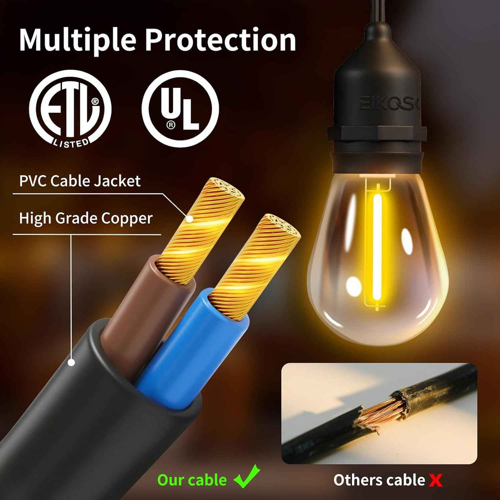 26FT Outdoor String Lights, Outdoor Lights for Patio,with 12+2 LED RGBW Color Change,3000K Bright White Waterproof Bulbs, Dimmer & Remote, Customized 12 Colors & 4 Modes, for Backyard Decor