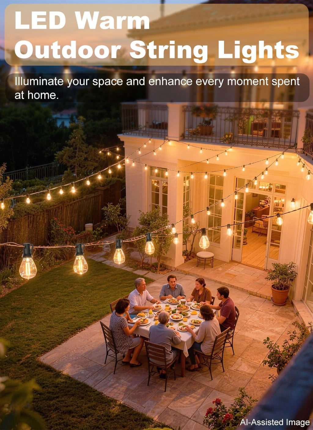 200FT Outdoor String Lights Waterproof, 76+2 Shatterproof S11 LED Bulbs, Extra Long Patio Lights for Outside, Bistro Cafe Decor, Backyard Garden Hanging Lights, Outside Fence Light String