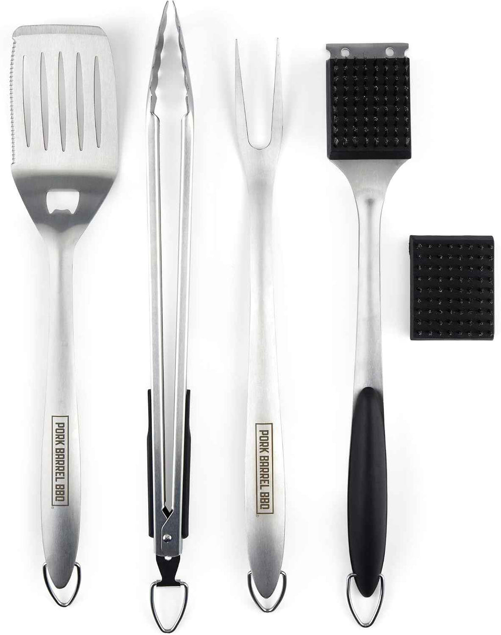 Pork Barrel BBQ Tool Set Grill Kit - Premium Stainless Steel BBQ Grill Accessories, Grilling Tools & BBQ Accessories for Outdoor Grill - Perfect BBQ Tools and Grilling Gifts for Men