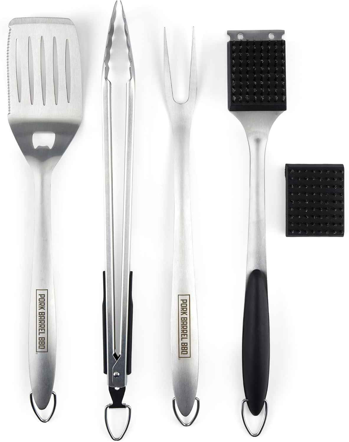 Pork Barrel BBQ Tool Set Grill Kit - Premium Stainless Steel BBQ Grill Accessories, Grilling Tools & BBQ Accessories for Outdoor Grill - Perfect BBQ Tools and Grilling Gifts for Men