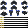 CESFONJER 8mm Quick Connector, 6 Pcs Quick Sprinkler Head Universal Adjustment, Watering and Flower Watering Irrigation Micro Spray New Nozzle, With 10 Pcs Air Push Quick Fittings