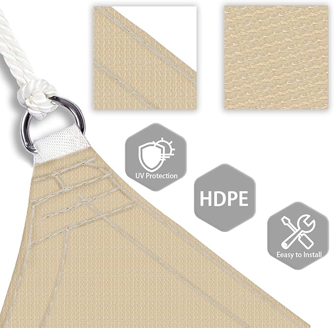 Patio Paradise 10' x 10' x 10' Sun Shade Sail Triangle Canopy Shade Cloth - Image 3