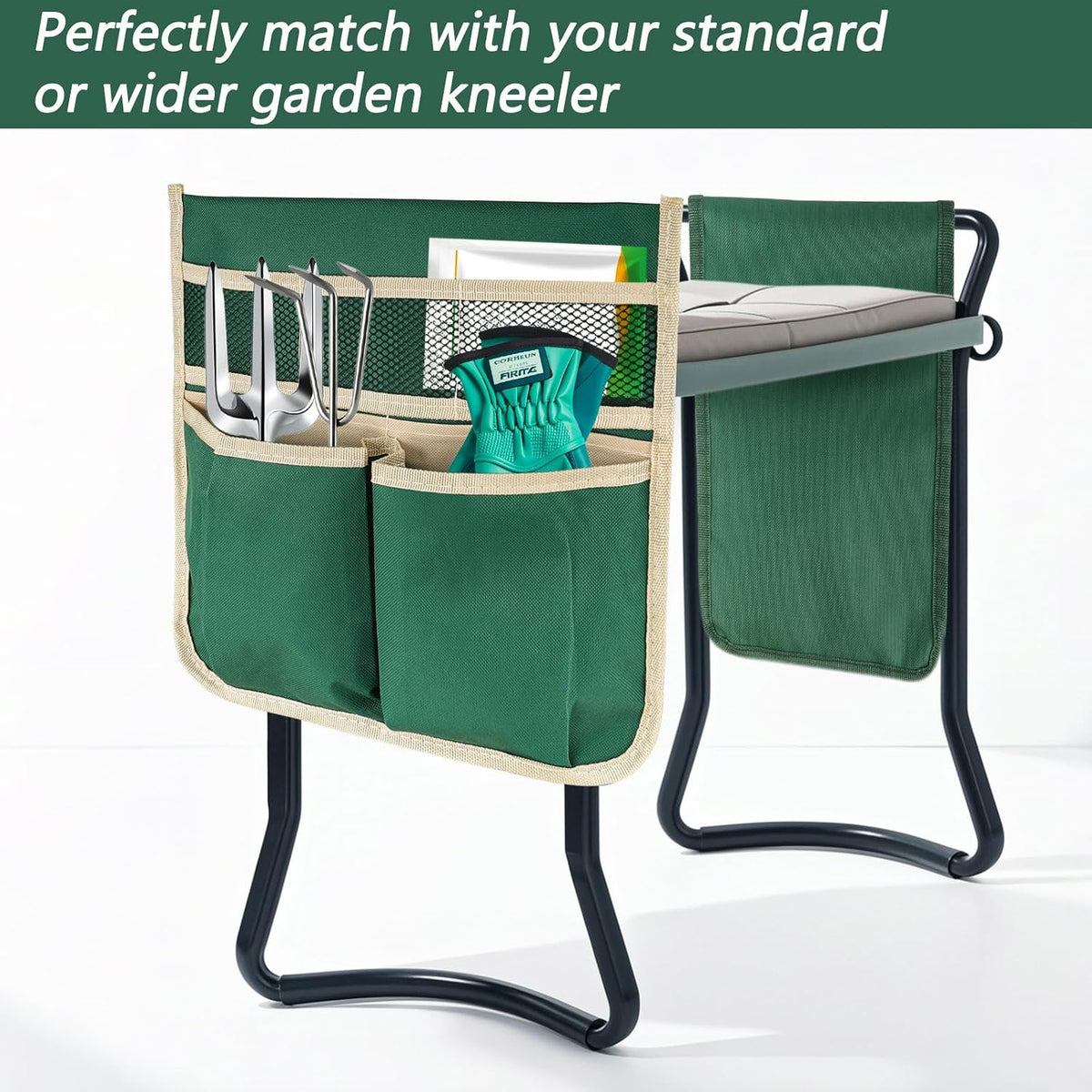 YBB 2 Pack Garden Pouches for Kneeler, Portable Tool Storage Bags Oxford Multiple Storage Pockets Organizer for Outdoor Gardening Kneeling Stool