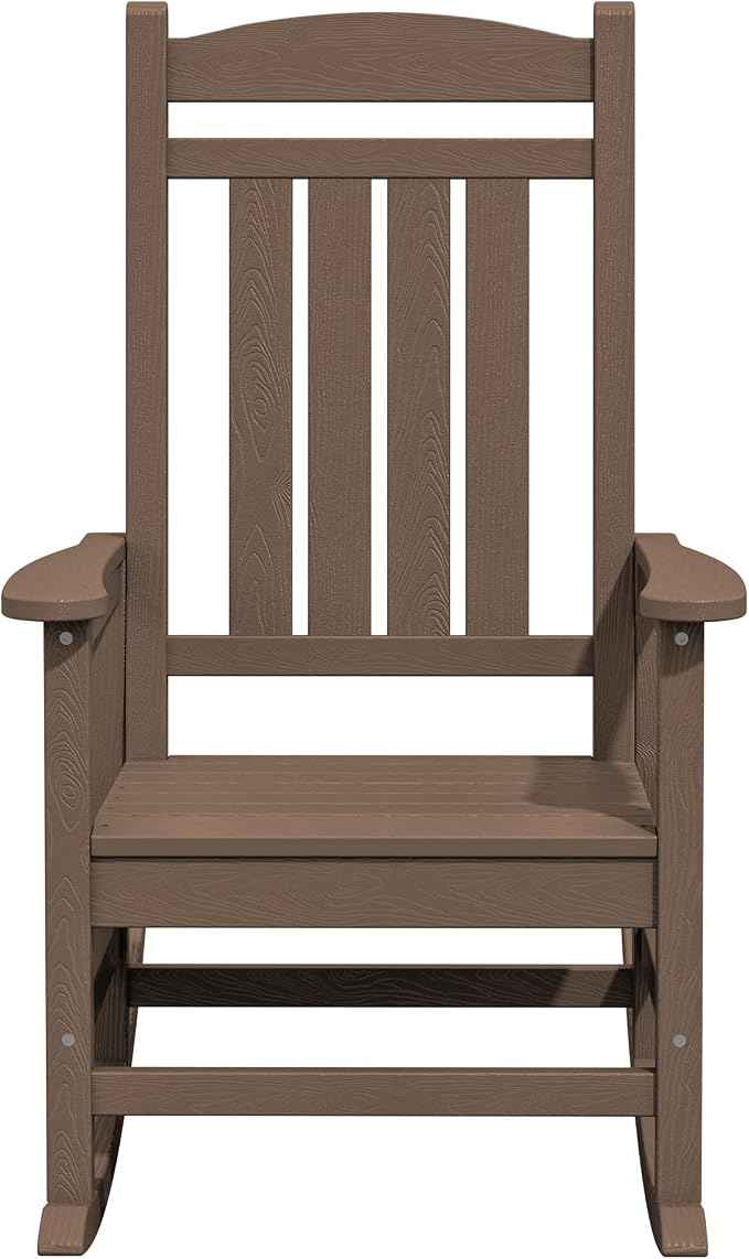 KINGYES Outdoor Rocking Chair Set of 2, High Density Polyethylene Patio Rocking
