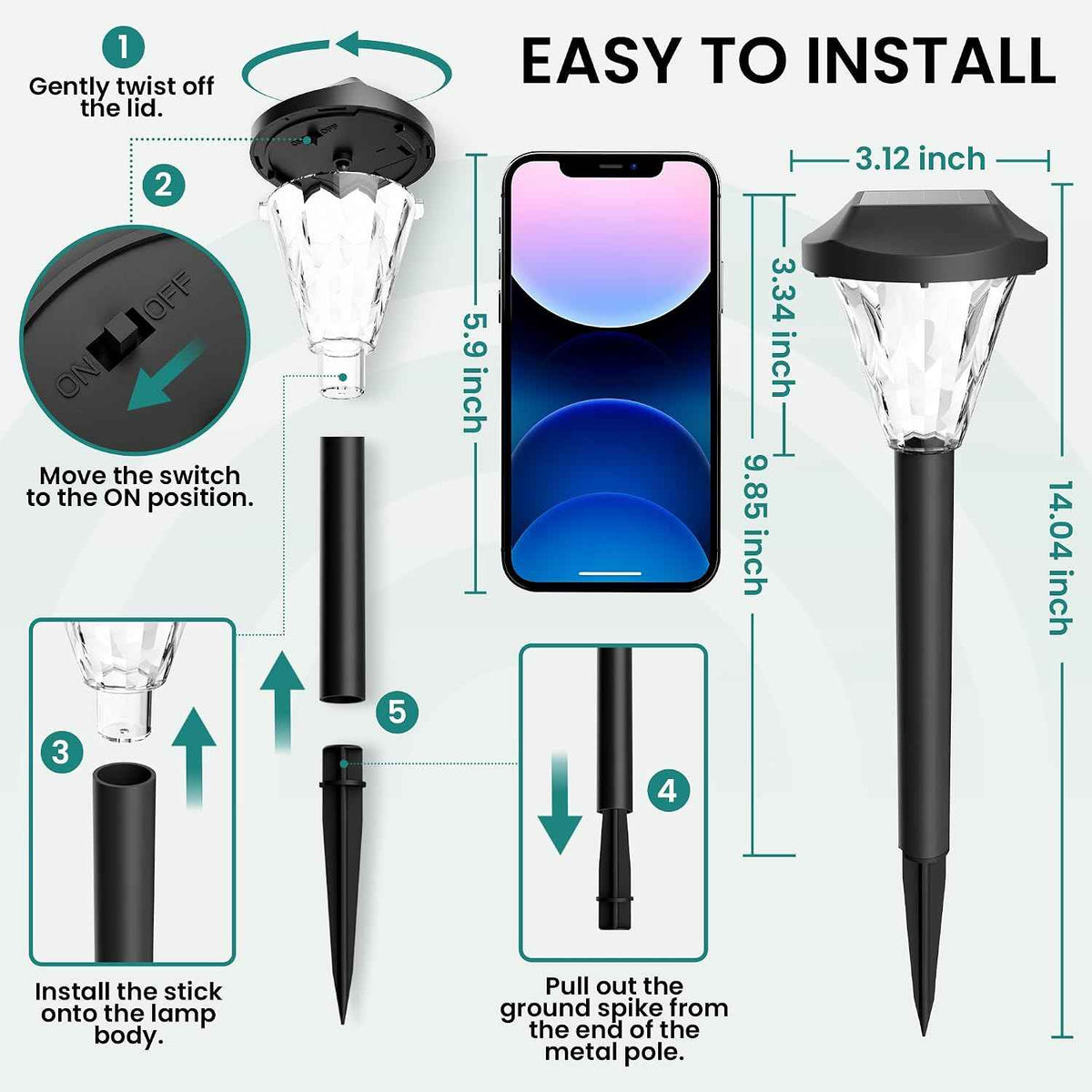 GIGALUMI 8 Pack Solar Lights Outdoor Waterproof, Solar Garden Lights | Outdoor Solar Lights for Yard, Yard Decorations Outdoor for Pathway, Patio, Garden, Driveway, Lawn, and Landscape(Cold White)