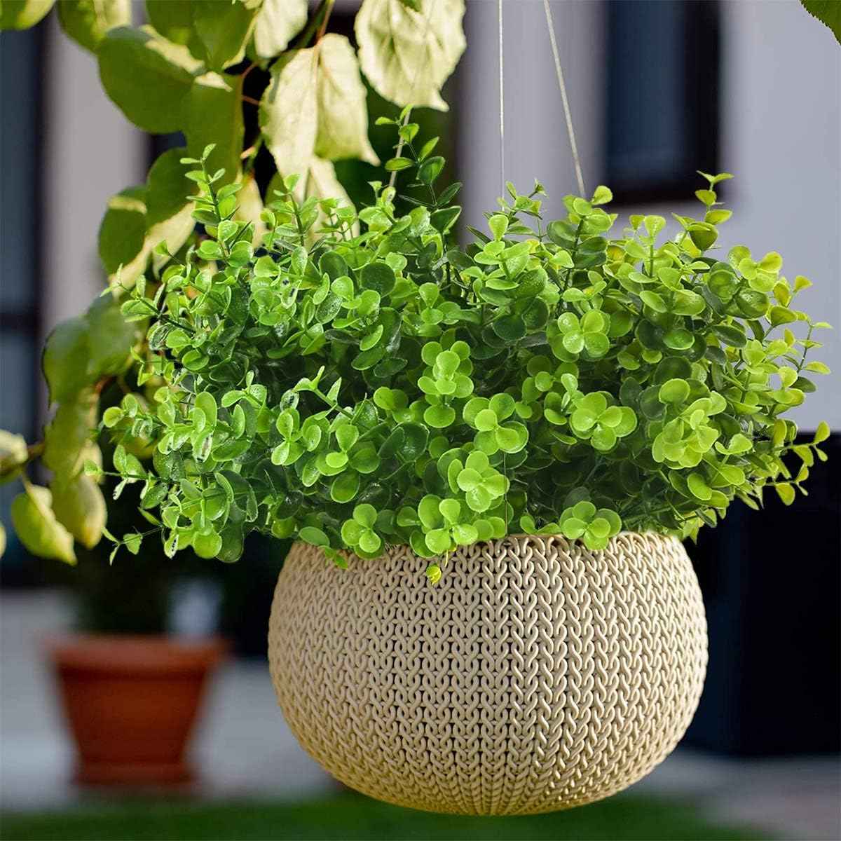 Artificial Flowers Outdoor,8 Bundles UV Resistant Fake Flowers,Outside Plastic Faux Flowers Greenery Shrubs Plants for Indoor Outdoor Planter Home Porch Decor(Green)
