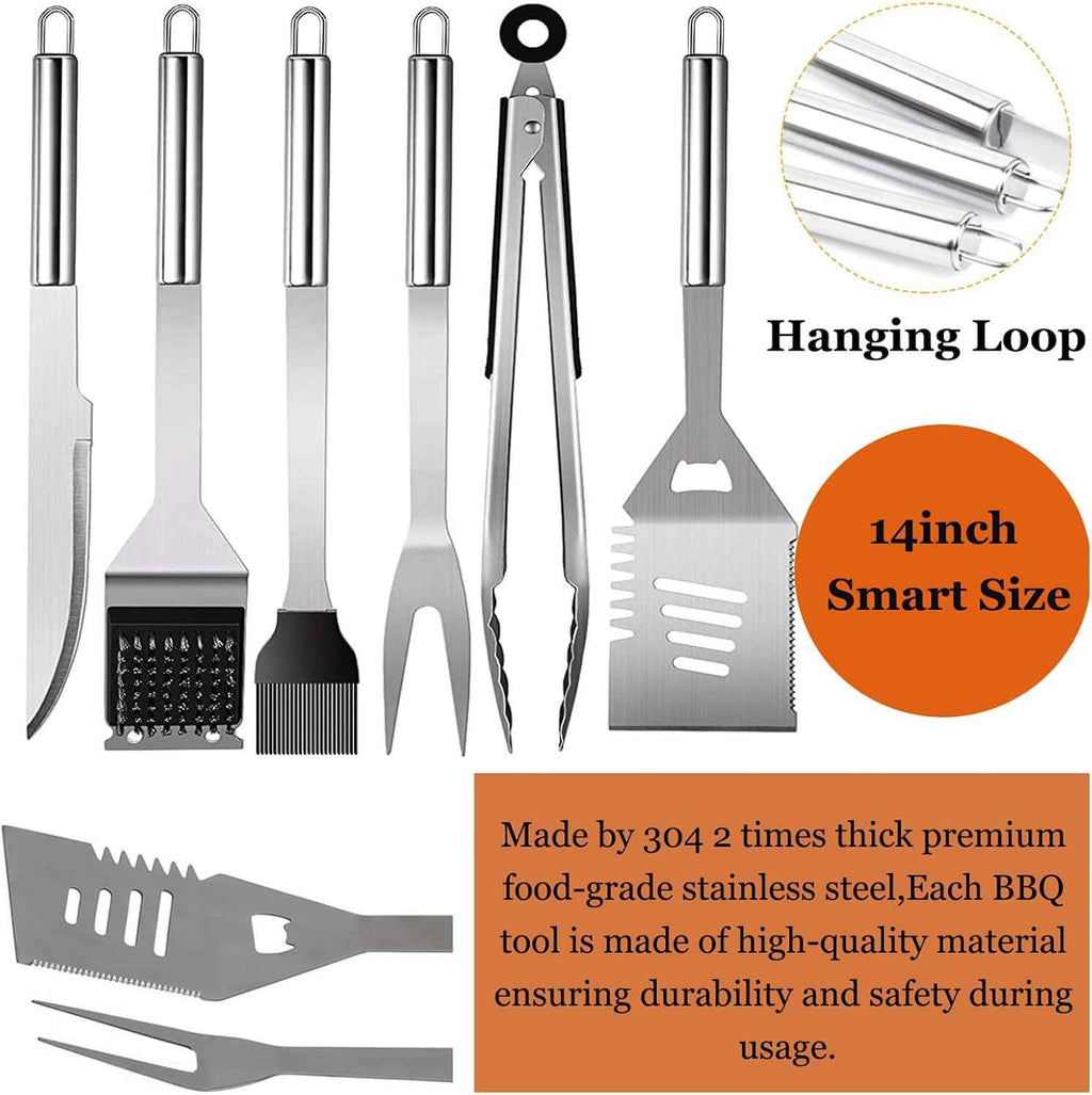 MUJUZE Grilling Accessories,BBQ Grill Sets for Outdoor,Grill Tool Set,Grill Kit for Camping,Backyard,BBQ Accessories with Apron,BBQ Gifts for Men,Grilling Gifts for Men