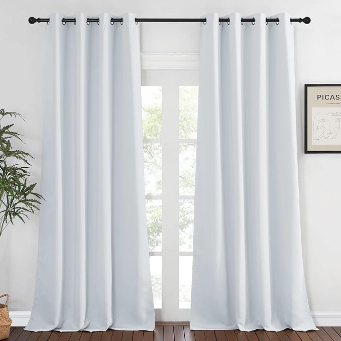 NICETOWN Greyish White Living Room Curtain, Room Darkening Grommet Thermal by NICETOWN