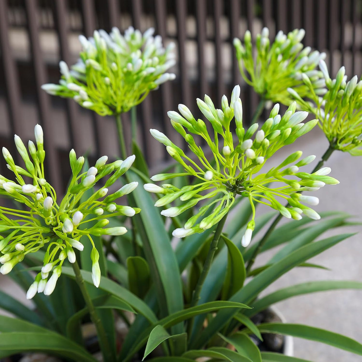 8 Bundles Artificial Flowers Plants for Outdoor Planters | 18.9 in Green Large Fake Flowers | Spring Summer Look Real Plasic Faux Plant for Front Porch Pathway Garden Patio (Green)