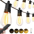 Outdoor String Lights Patio LED - 15M 50FT Outside Waterproof Dimmable | Shatterproof, S14 Porch Light Edison Plastic Bulb Pergola Hanging Balcony Connectable Yard Gazebo Backyard Garden Bistro
