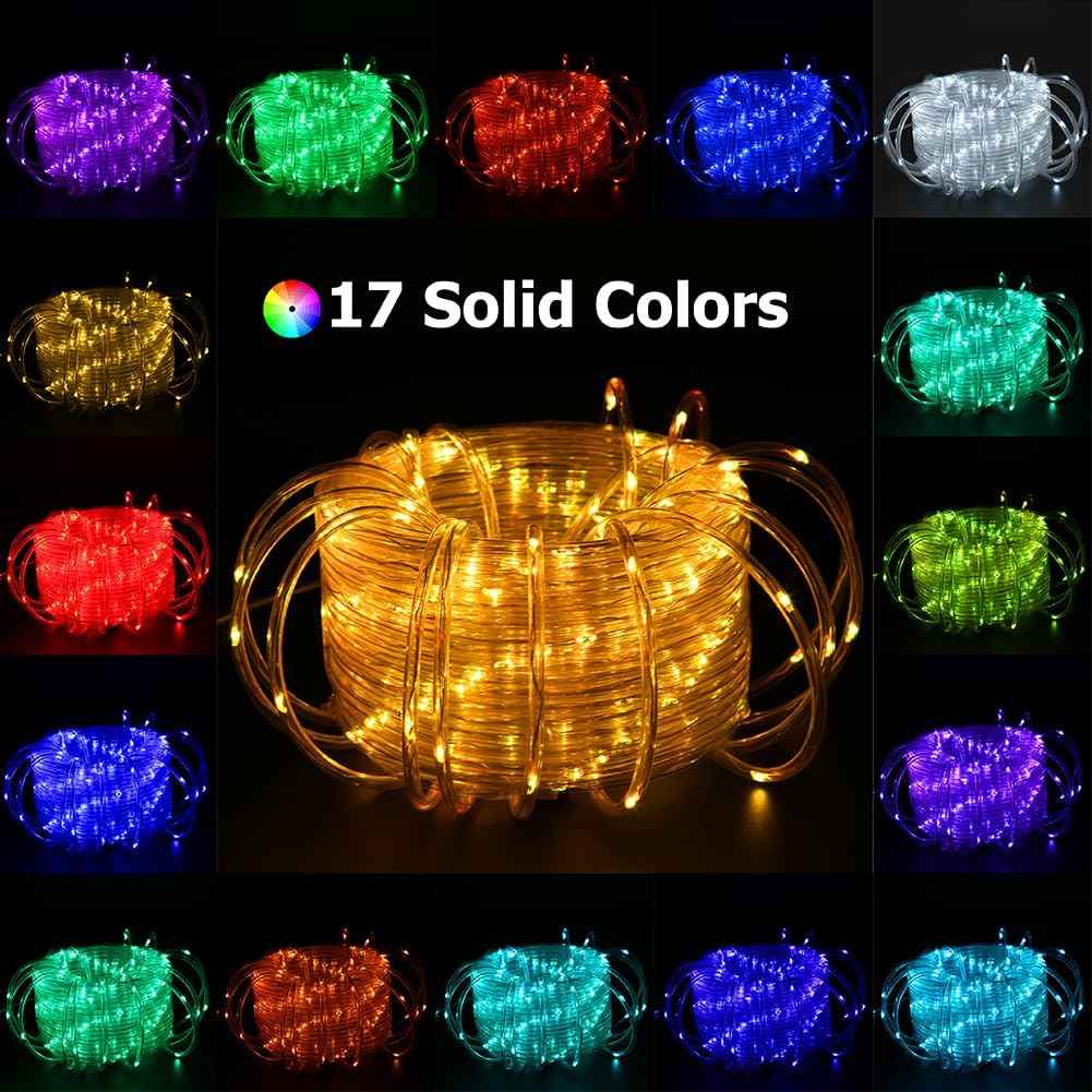 50ft Outdoor LED Rope Lights, IP68 Waterproof 25 Color Changing String Lights with 149 Modes, Warm White&RGB Twinkle Fairy Tube Light for Christmas Indoor Outside Railing, Balcony, Patio Decor