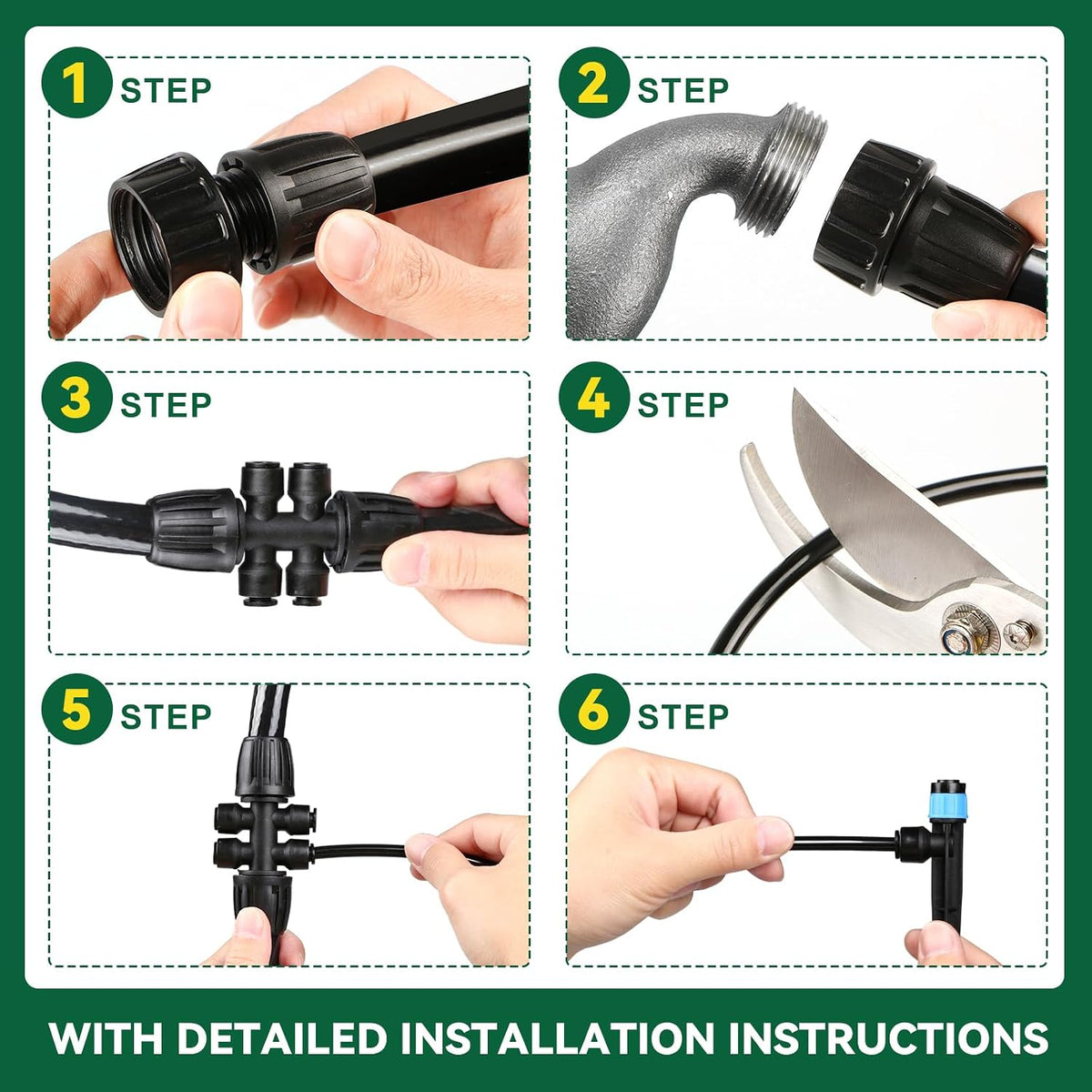 Drip Irrigation System for Garden, 2026-Upgraded Quick Connect Garden Watering Kit All-in-One with 1/2 inch 1/4 inch Irrigation Tubing for Garden, Lawn, Greenhouse, Raised Beds (126FT)