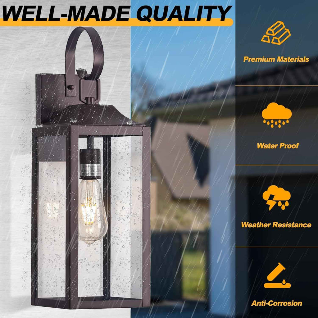 Large Bronze Outdoor Wall Lantern 19" Outside Lights for House | Exterior Light Fixture Oil-Rubbed Bronze, Industrial Wall Mount Farmhouse Wall Sconce Waterproof, Porch Lighting for Patio