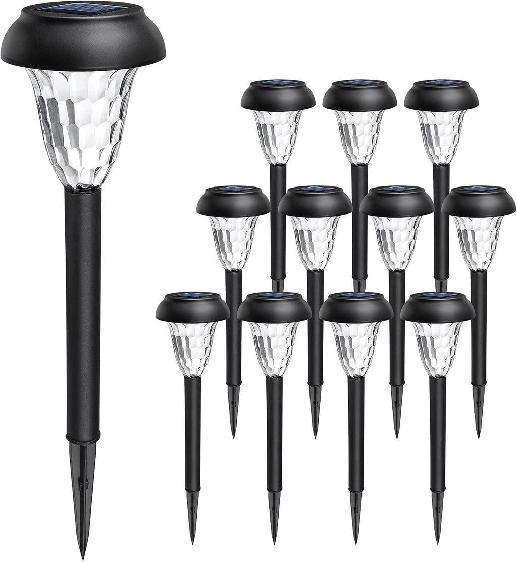 GIGALUMI Solar Lights Outdoor Waterproof Pathway Lights, 12 Pack Cold White | Solar Powered Landscape Lighting, Solar Garden Light for Decor, Patio, Garden, Yard, Pathways, Walkways