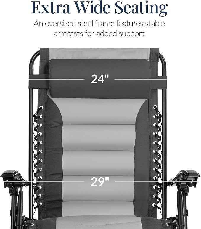 Best Choice Products Oversized Padded Zero Gravity Chair, Folding Outdoor Patio