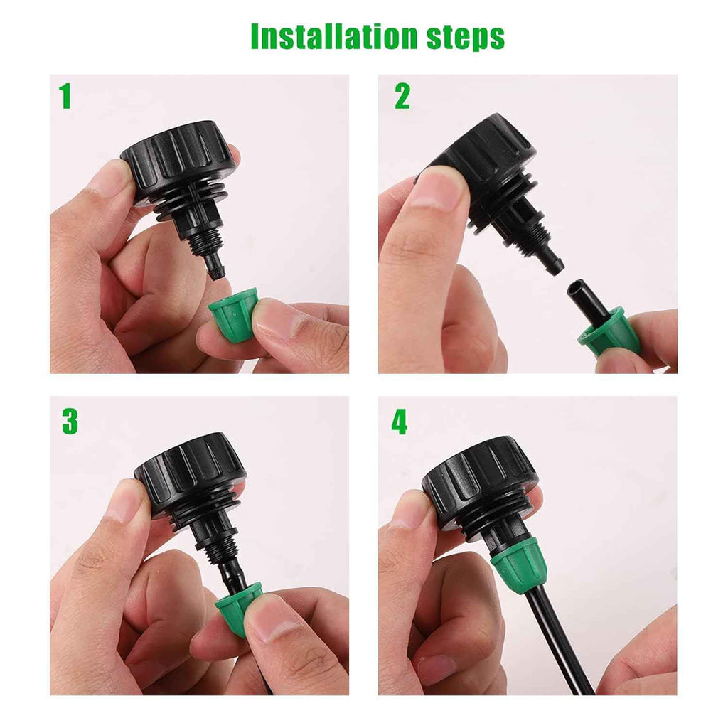 5Pcs 3/4" to 1/4" Drip Irrigation Tubing Connectors for Garden Hose | Lock Barbed Design, 3/4 Us Standard GHT Thread, High Quality, Durable Construction, Easy Installation, Versatile Use