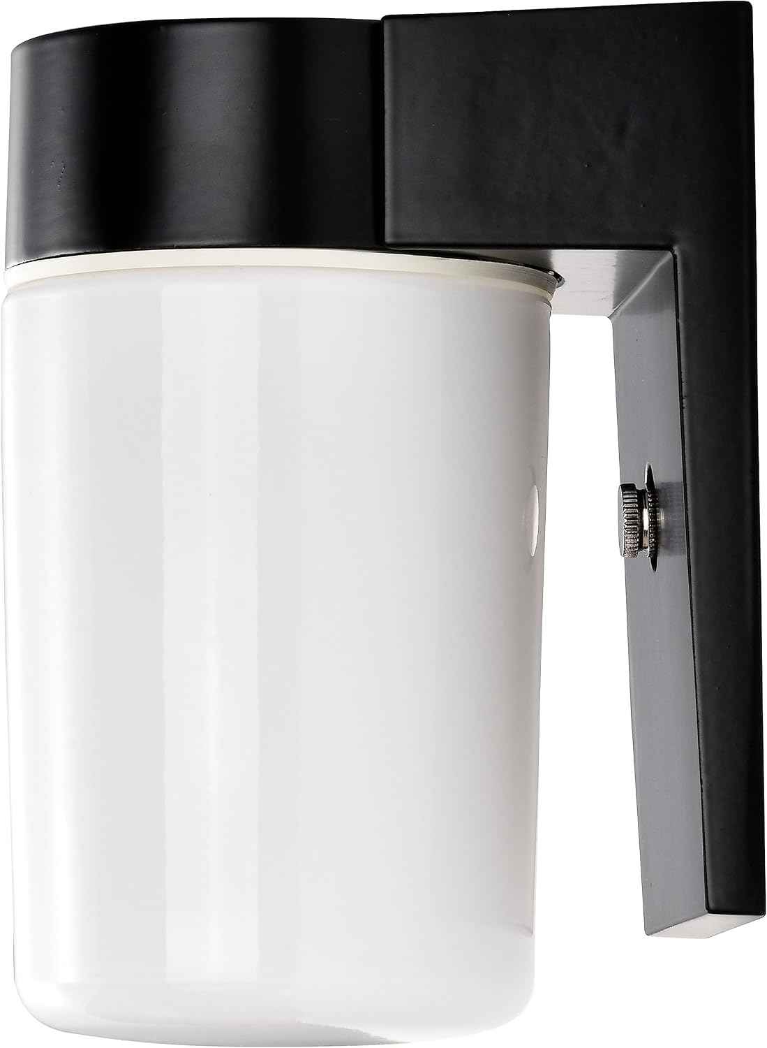 Nuvo Lighting SF77/137 Utility Fixture Die Cast Aluminum Durable Outdoor Wall Mount Porch and Patio Light with White Glass Cylinder, Black