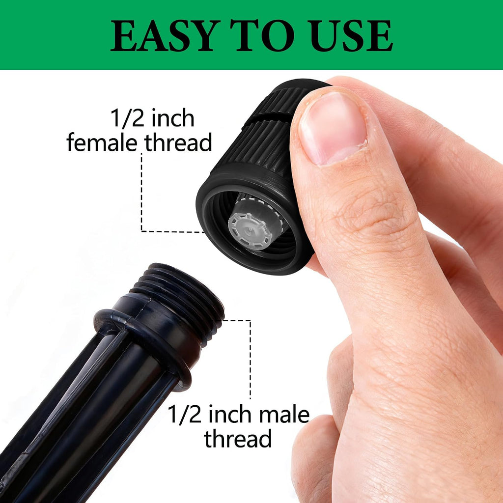 16 Pcs Mushroom Bubbler Sprinkler Head with Flow Control, Black | Shrub Head Bubbler, Drip Irrigation Sprinkler Shrub Head for 1/2 Inch Hose External Thread Garden Watering System