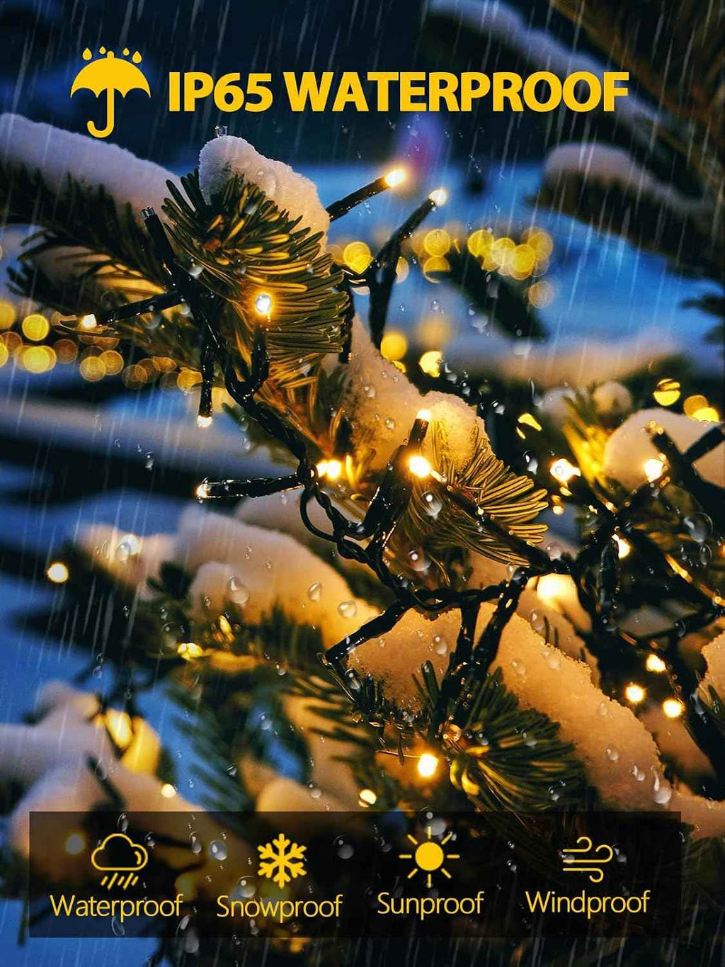 Solar String Lights Outdoor 2 Pack 200 LED 66FT Christmas Lights Warm White | 8 Lighting Modes, Memory Function, Auto On/Off, IP65 Waterproof Twinkle Lights for Outside Garden Yard Party Xmas Tree Decor