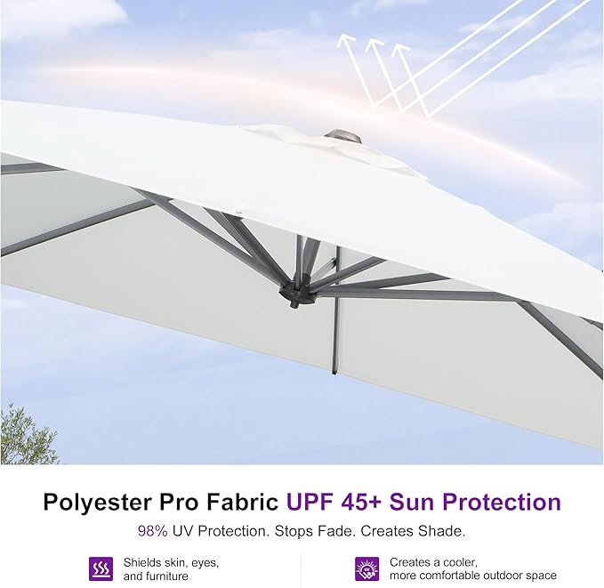 PURPLE LEAF 9 Feet Patio Umbrella Outdoor Cantilever Square Umbrella Aluminum - Image 5