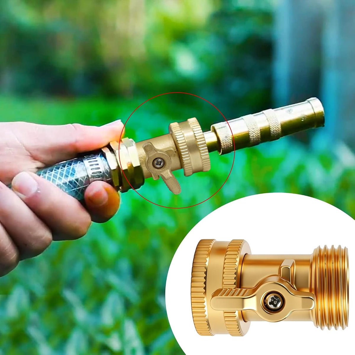 Xiny Tool Brass Garden Hose Shut Off Valve, Heavy Duty 3/4 Inch Solid Brass Garden Hose Shut Off Valve with 4 Extra Rubber Washers
