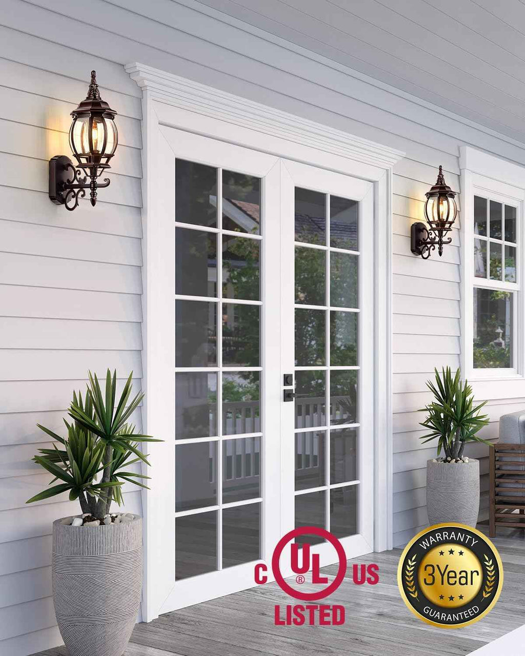 VIANIS Bronze Dusk to Dawn Outdoor Light Fixtures Wall Mount, Waterproof | Modern Front Porch Lanterns Wall Sconce, Anti-Rust Outside Garage Lights for Patio, House, Entry, Easy to Install, 1-Pack
