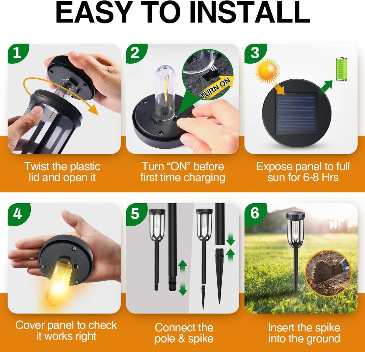 8Pack Solar Pathway Lights Outdoor, IP65 Waterproof Bright Auto On/Off | Easy Install, 800mAh Battery 6–8H charge 10-12H Working,Solar Landscape Lights for Garden Patio Yard Driveway Lawn Warm White