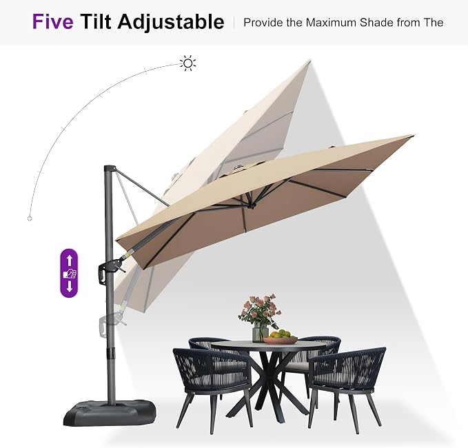 PURPLE LEAF 9 Feet Square Cantilever Umbrella Patio Umbrella - Image 7