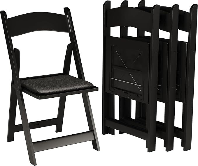 SIMPLEX 8 Black Resin Stackable Folding Chair by Simplex