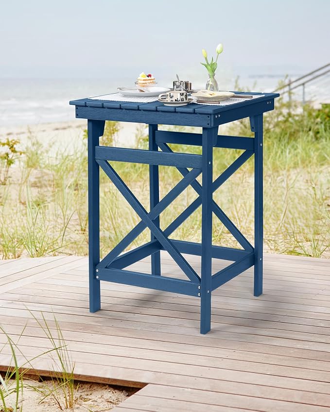 HDPE Outdoor Bar Table, All Weather HDPE High Top Pub Table, Square HDPE Patio - Image 2