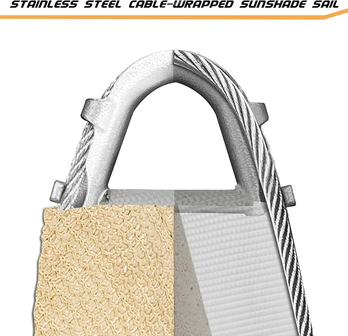 Upgraded with High-Strength Steel Cable Edges 20' x 24' Sun Shade Sail - Image 5