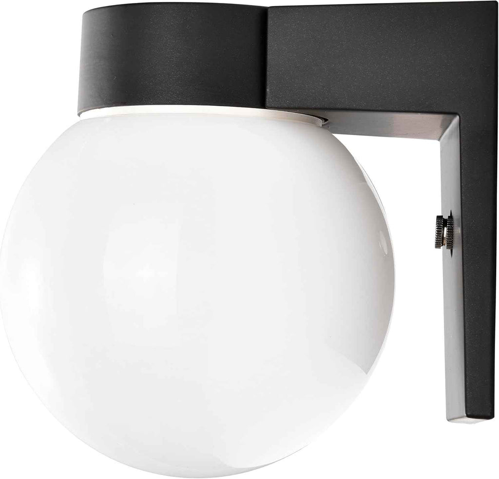 Nuvo Lighting SF77/140 Utility Fixture Die Cast Aluminum Durable Outdoor Wall Mount Porch and Patio Light with White Glass Globe, Black