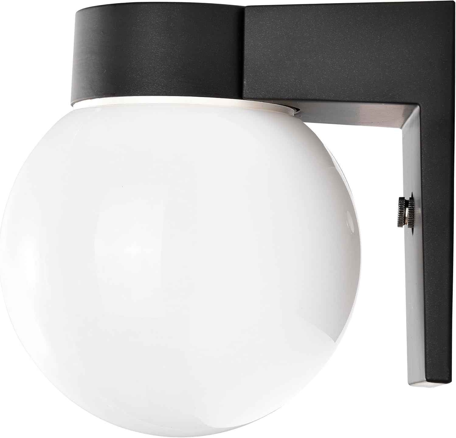 Nuvo Lighting SF77/140 Utility Fixture Die Cast Aluminum Durable Outdoor Wall Mount Porch and Patio Light with White Glass Globe, Black