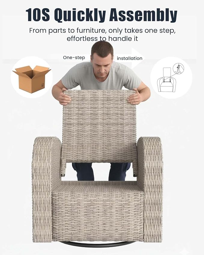 Outdoor Swivel Recliner Chair, All-Weather Wicker Reclining Patio Chair - Image 6