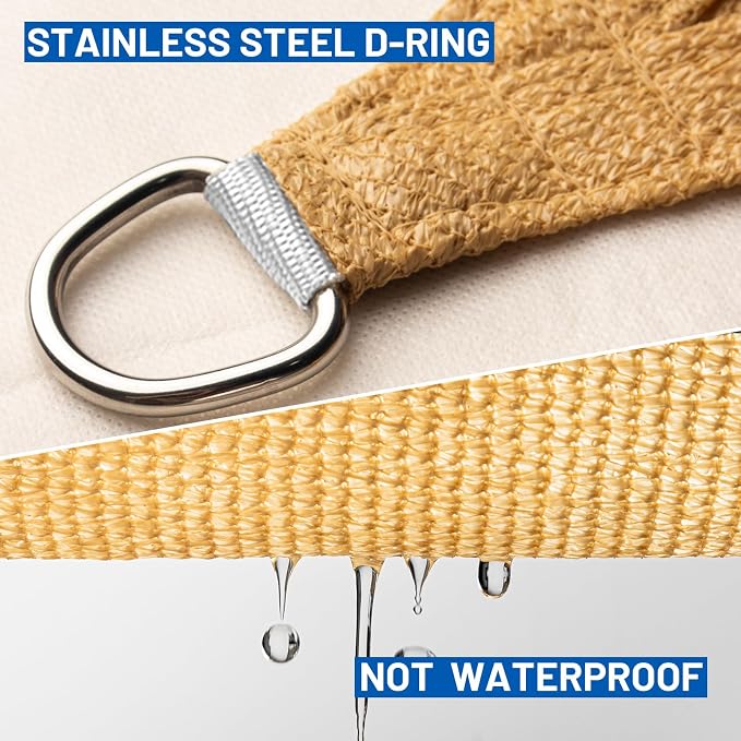 SUNLAX Sun Shade Sail 17' x 24' x 29.4' Sand Rectangle Canopy Sail Shade Cover - Image 6
