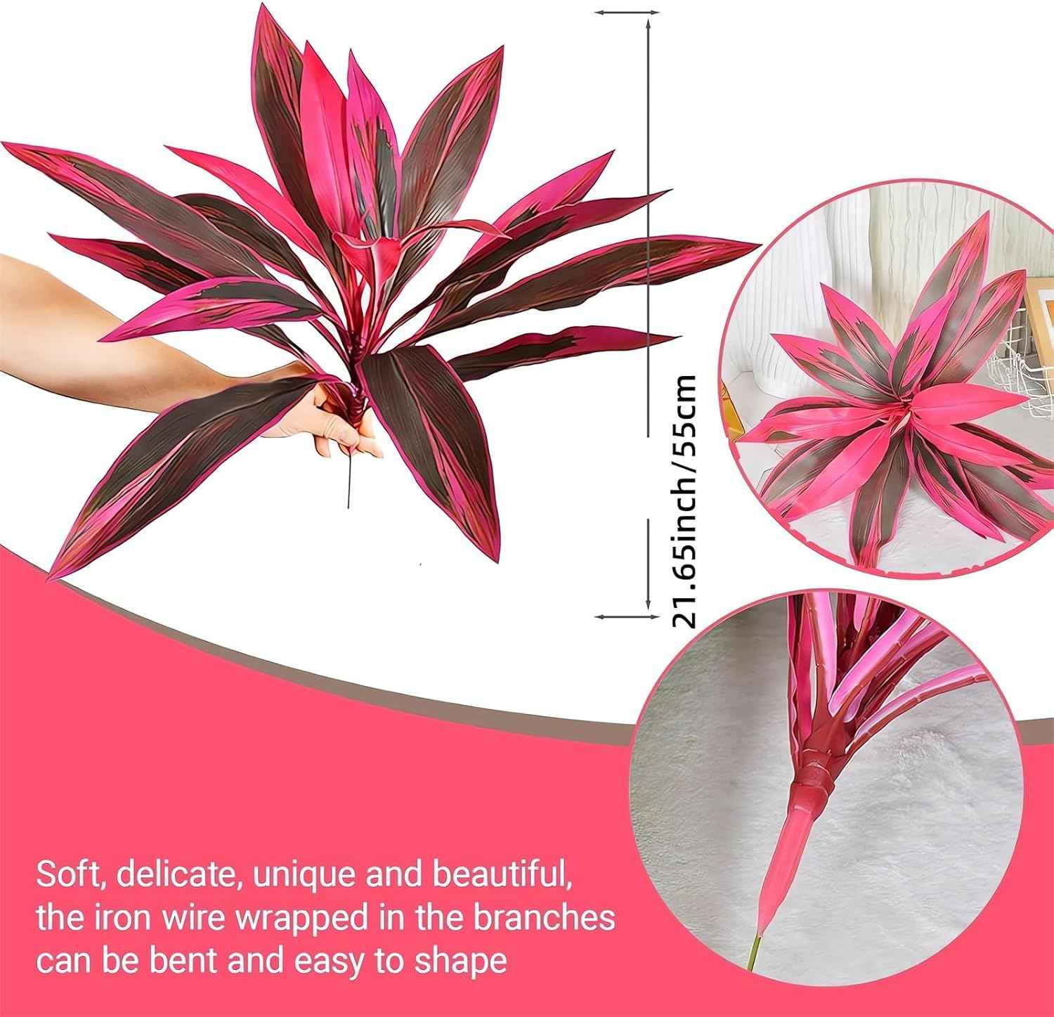 Artificial Tropical Plant UV Resistant Large Faux Plants Outdoor Fake Boston Ferns Potted Plants Realistic Agave Plastic Hostas Greenery Patio Outside Shrubs Flower Grass Front Porch Decor (2, Purple)